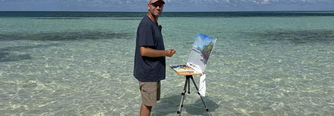 Tony Parsons painting in the Bahamas