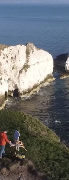Painting on the clifftop at Old Harry Rocks, Dorset
